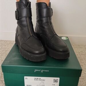 Paul Green Black Sportcalf Combat Boots
